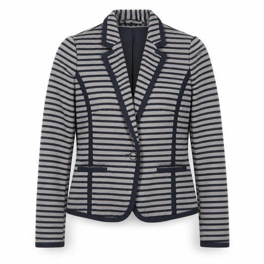 Marks and Spencer Women Grey Striped Blazer Size 14 Classic Style