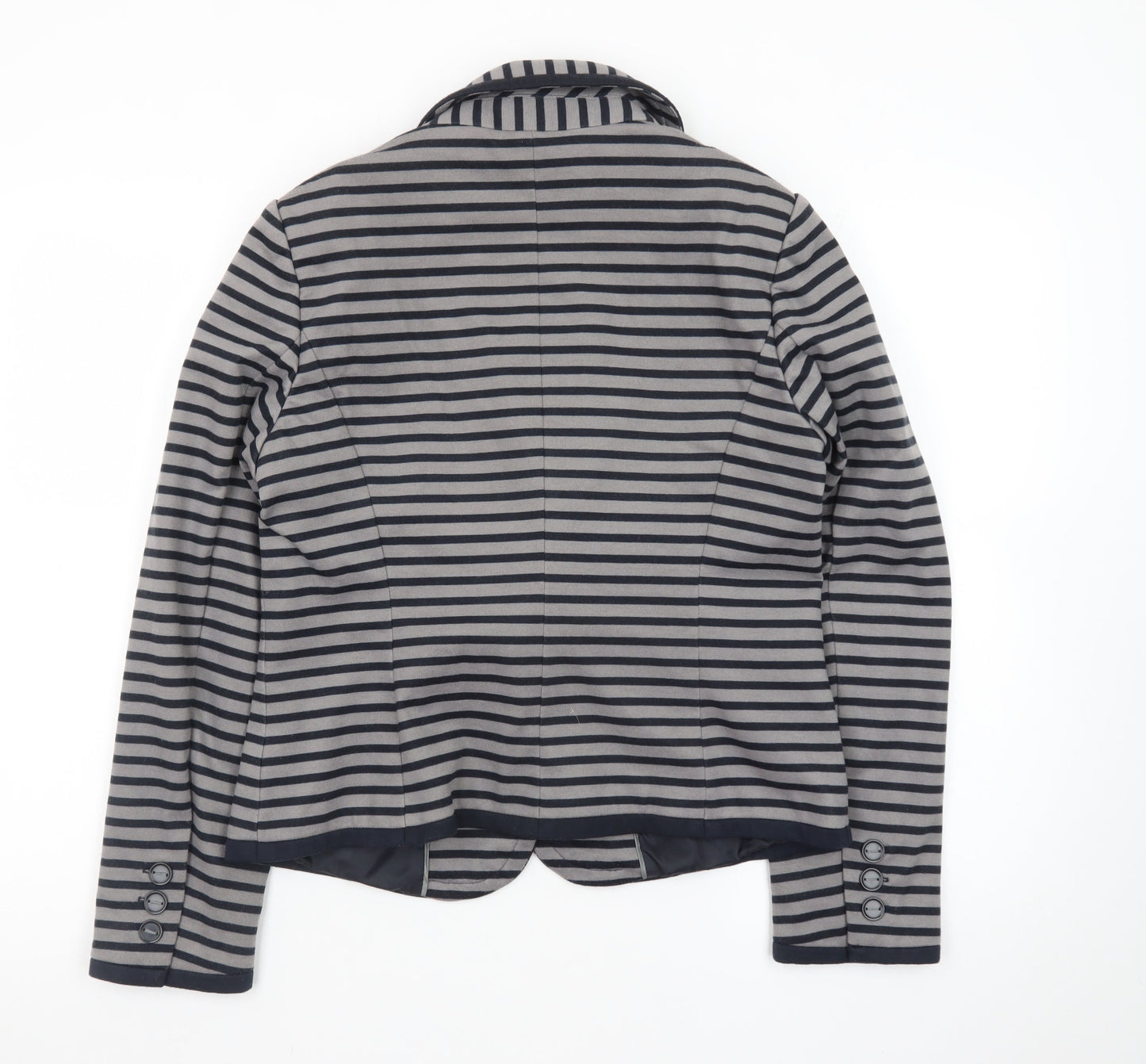 Marks and Spencer Women Grey Striped Blazer Size 14 Classic Style