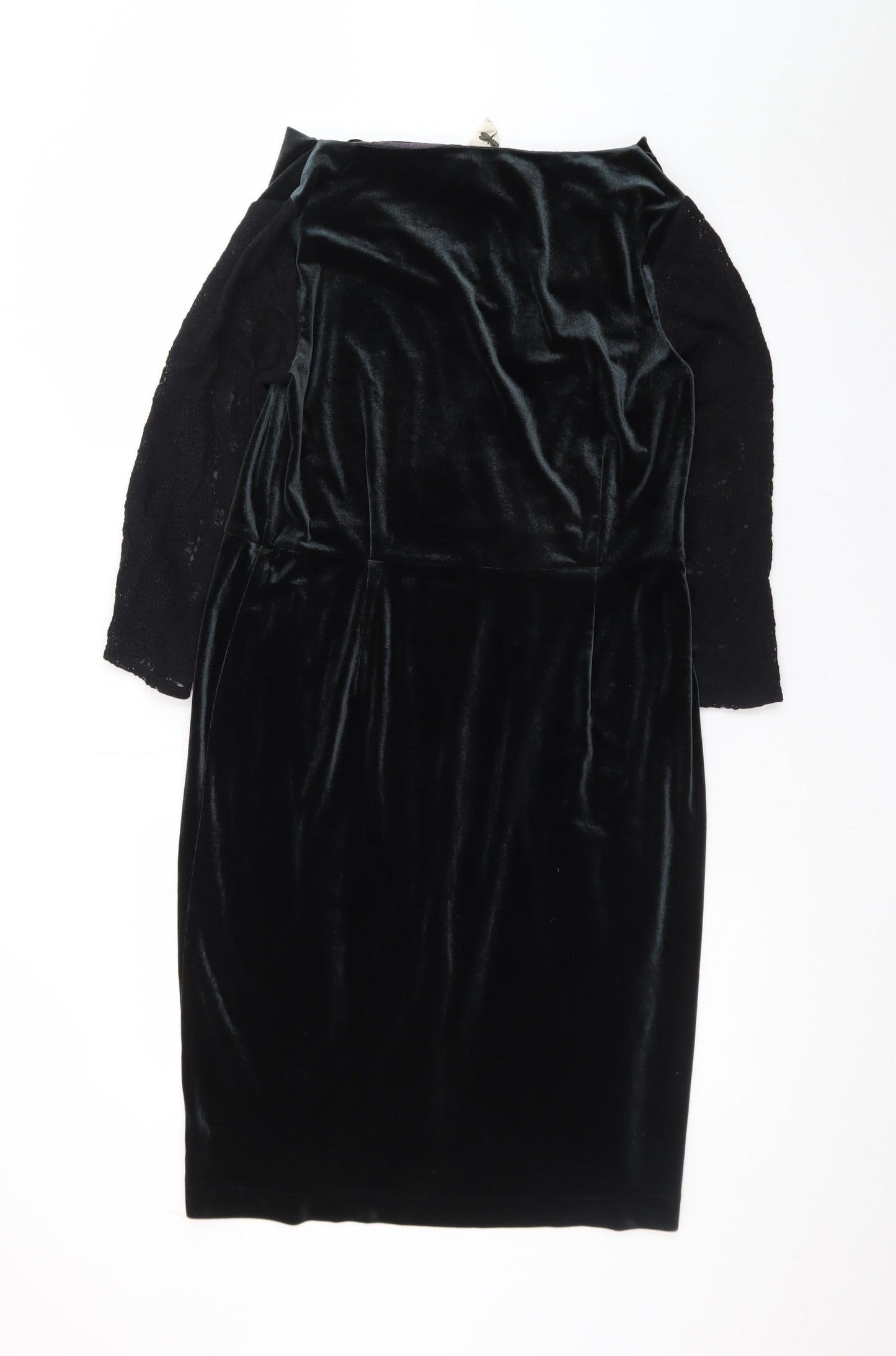 White Stuff Women's Black Velvet Sheath Dress Size 14 Elegant Cowl Neck