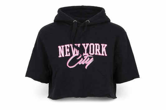 H&M Divided Womens Black XS Cropped Pullover Hoodie New York City Graphic