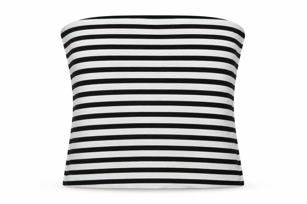 Marks & Spencer Women's Black White Striped Strapless XL Jersey Top
