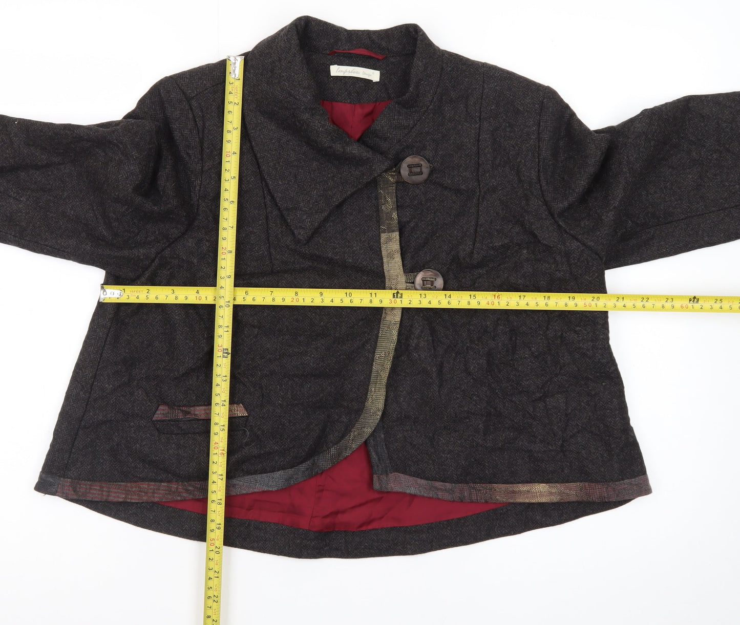 Imprevu Design Women's Brown Herringbone Blazer Jacket Size 12