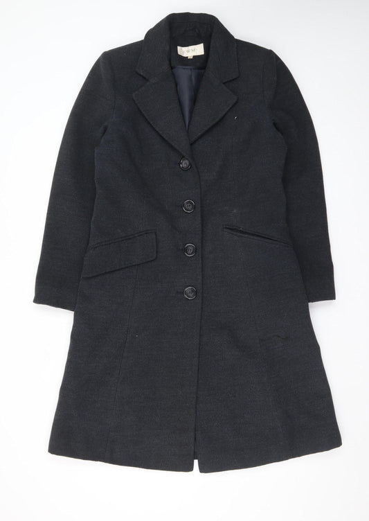 EWM Women's Black Wool Blend Long Overcoat Size 10