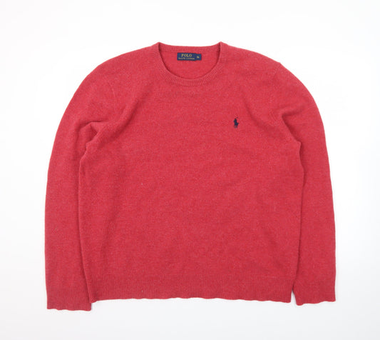 Ralph Lauren Men's Red Wool Crew Neck Pullover Jumper XL