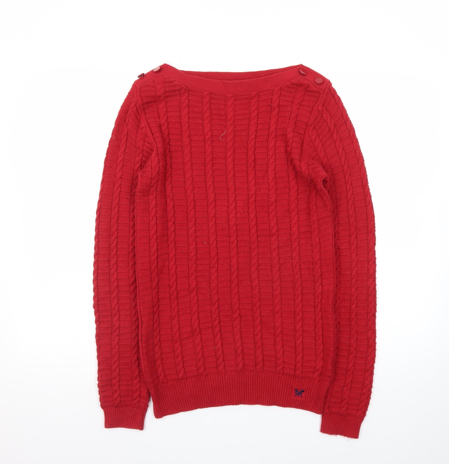Crew Clothing Company Women's Red Cable-Knit Pullover Jumper Size 10