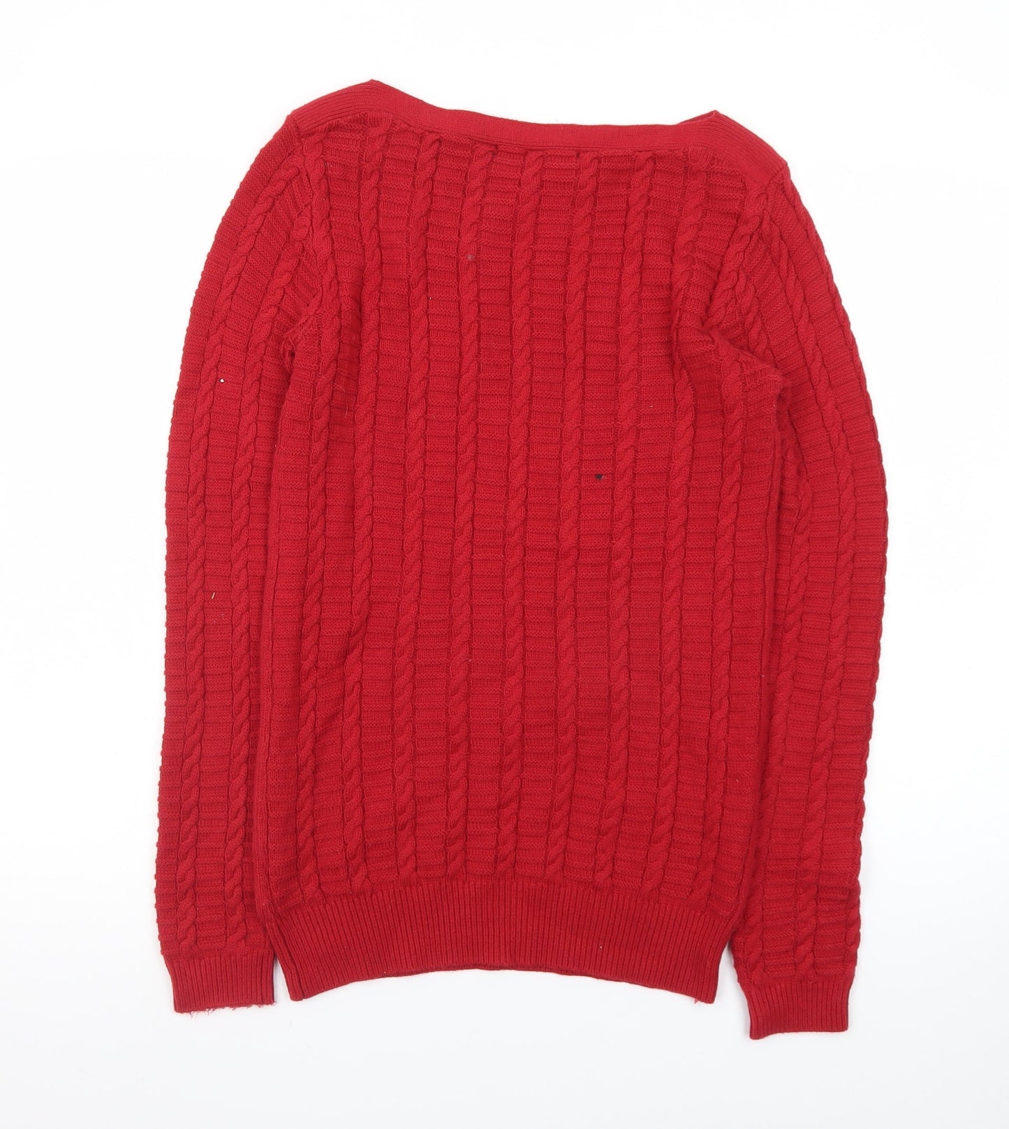 Crew Clothing Company Women's Red Cable-Knit Pullover Jumper Size 10