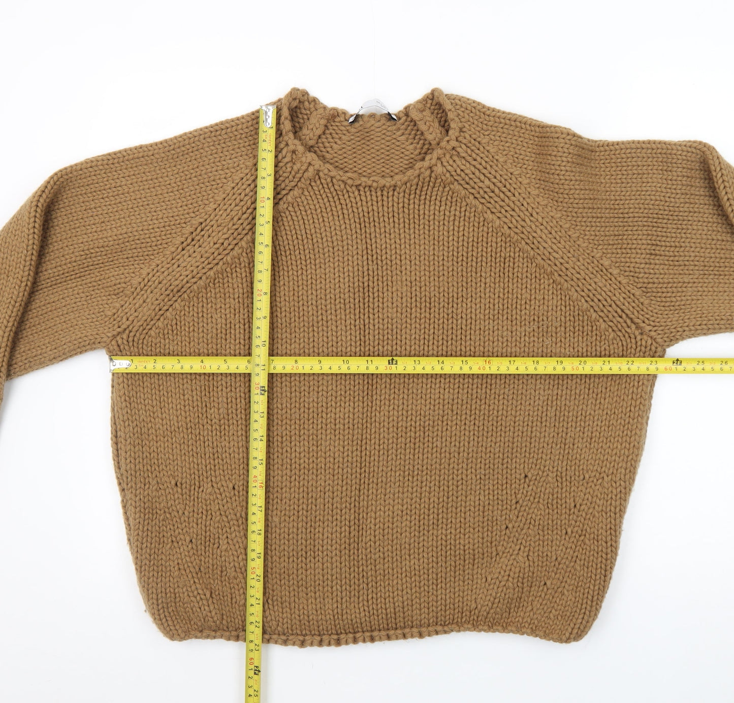 Zara Womens Camel Brown Chunky Knit Wool Jumper S Classic Winter