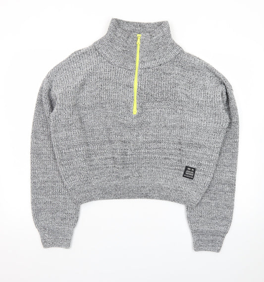 Urban Outfitters Men’s Grey 1/2 Zip High Neck Chunky Knit Jumper M