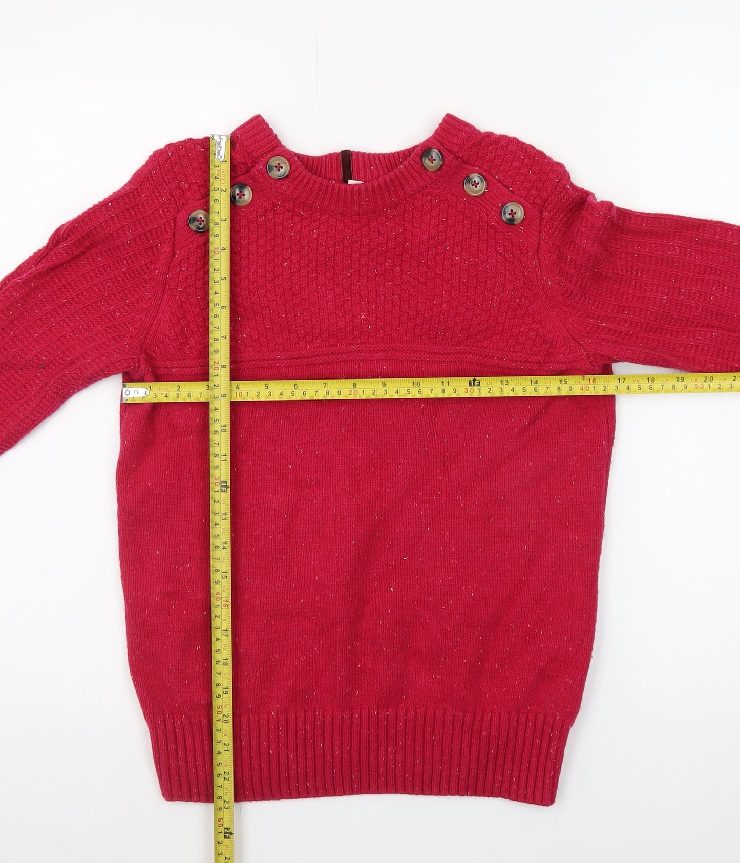 Marks and Spencer Women Red Cable-Knit Jumper Size 10