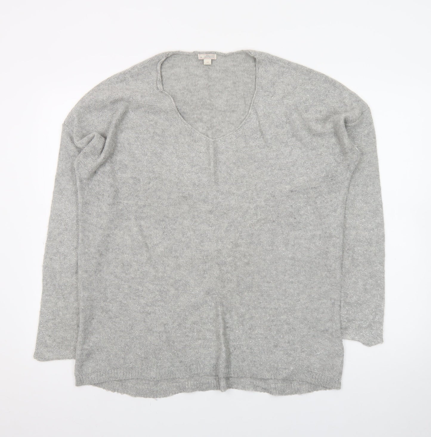 Gap Women’s Grey V-Neck Long Sleeve Knit Pullover Jumper Size L