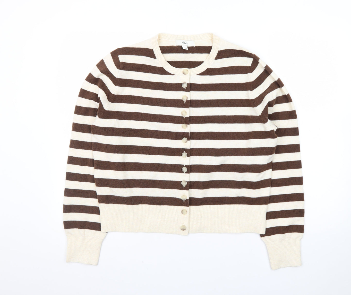 Marks and Spencer Women’s Brown Striped Cardigan Large