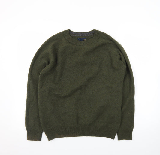 Lincoln Men's Green Wool Crew Neck Pullover Jumper Size M