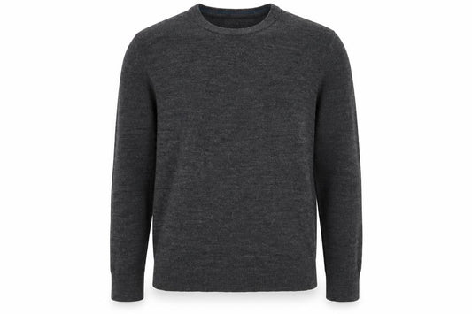 Front view of Easy Men Grey Wool Crew Neck jumper, size L