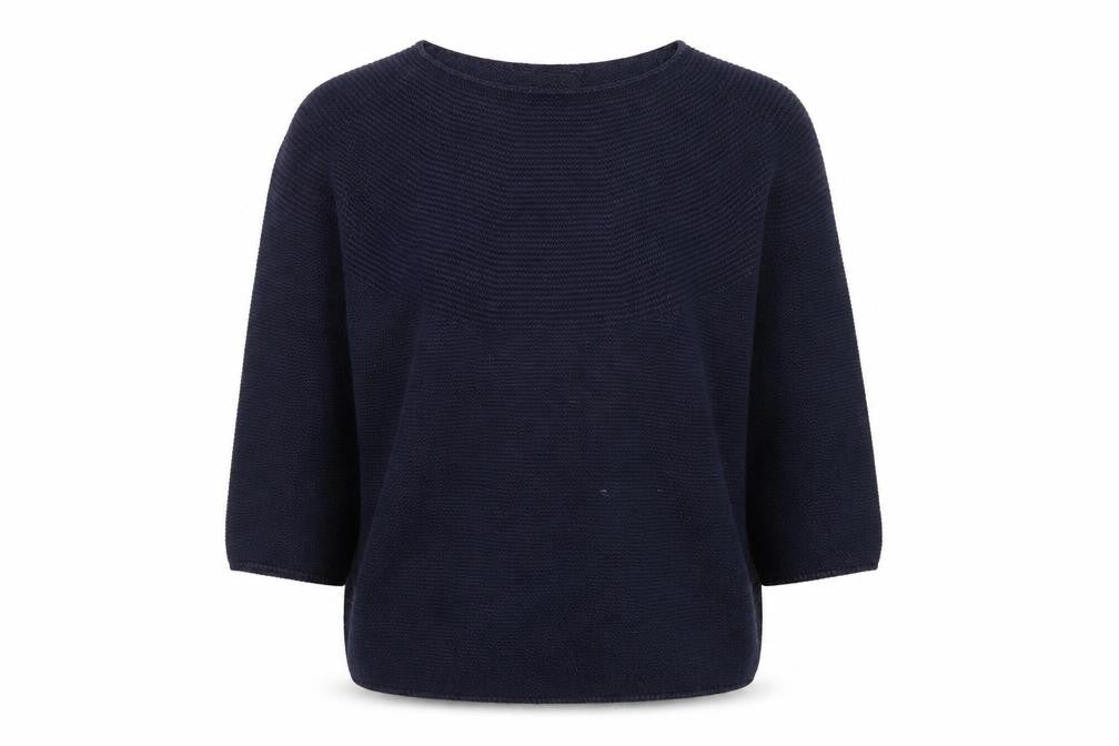 Uniqlo Women's Blue Cotton Knit 3/4 Sleeve Pullover Jumper S