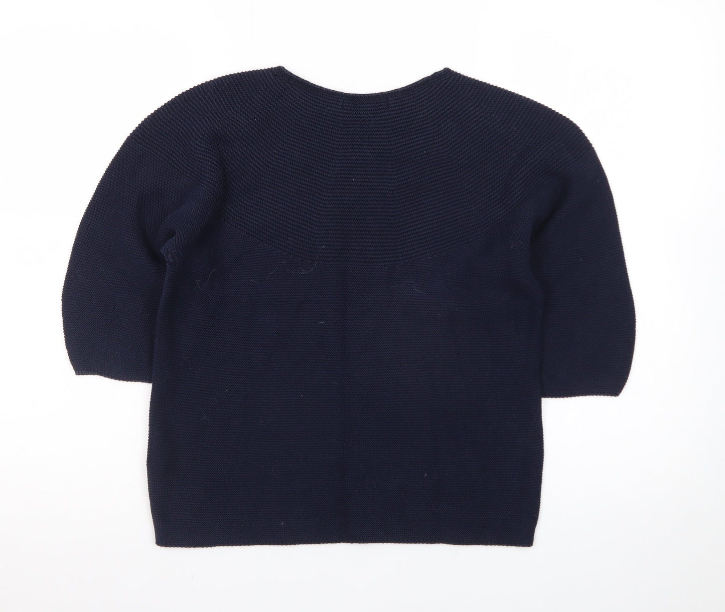 Uniqlo Women's Blue Cotton Knit 3/4 Sleeve Pullover Jumper S