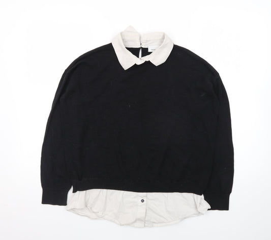Next Women Black Collared Knit Pullover Jumper Size 12