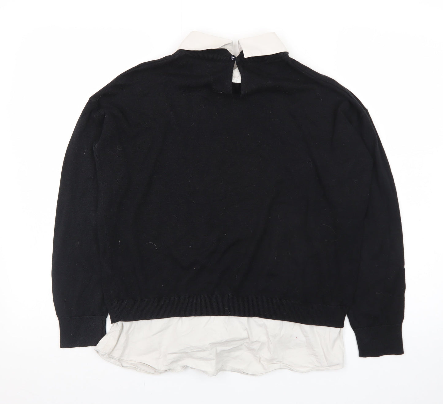 Next Women Black Collared Knit Pullover Jumper Size 12