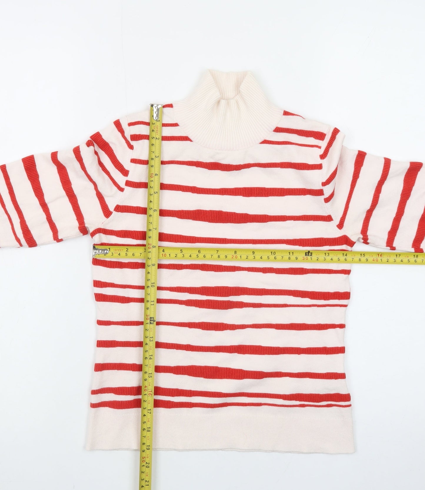 Esprit Womens Red Striped Roll Neck Jumper XS