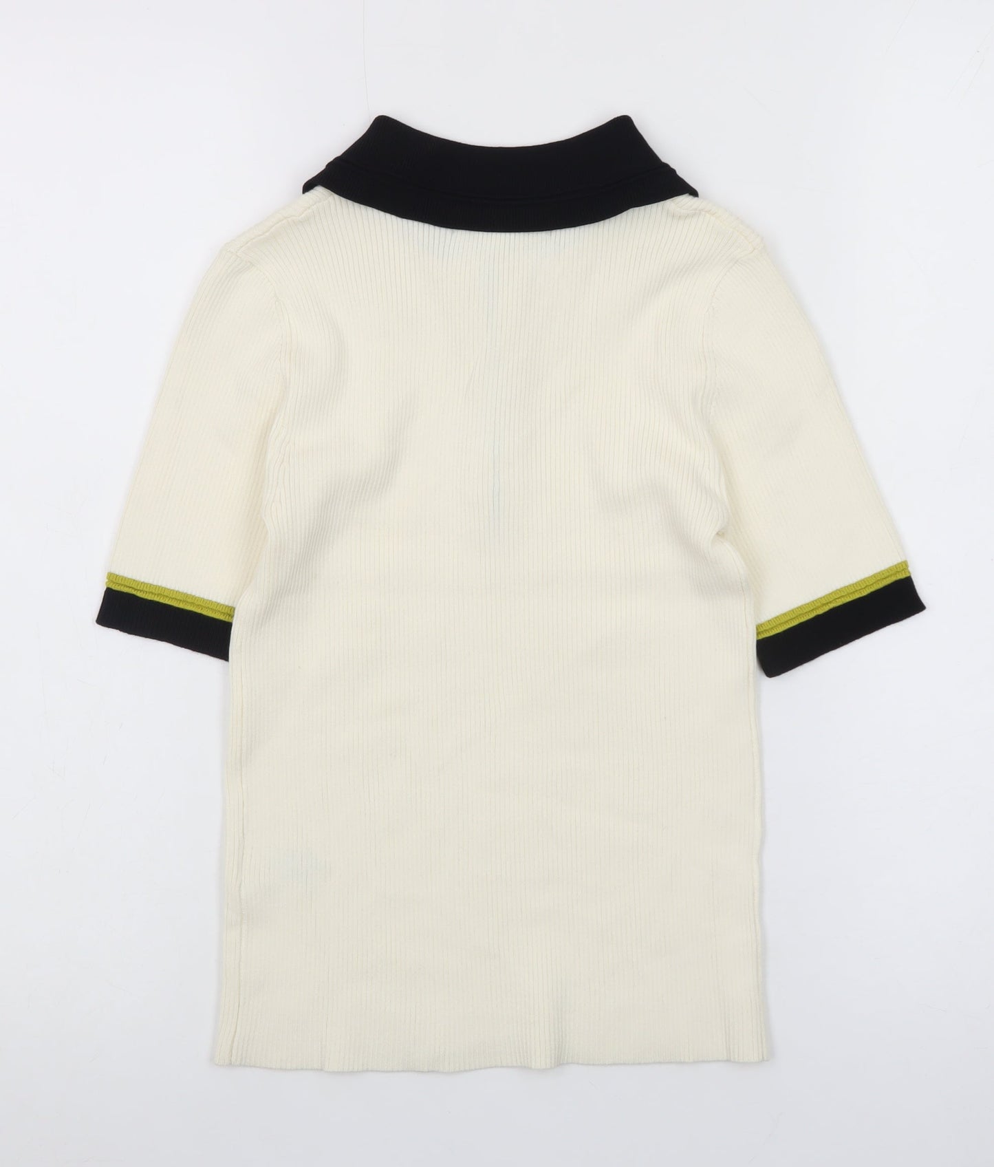 Marks and Spencer Ivory Short Sleeve Slim Knit Polo Shirt XS
