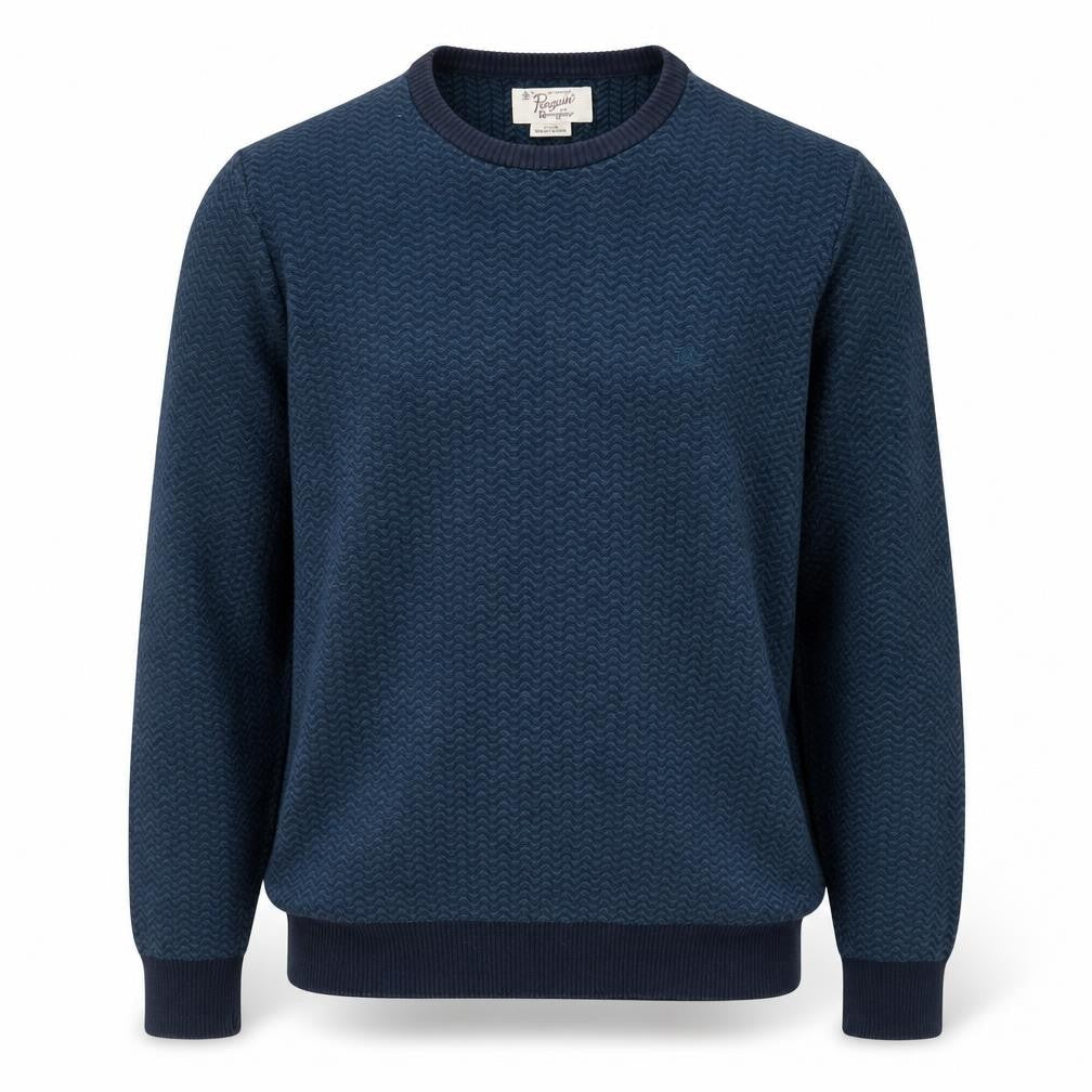 Original Penguin Men's Blue Cotton Crew Neck Pullover Jumper Size L