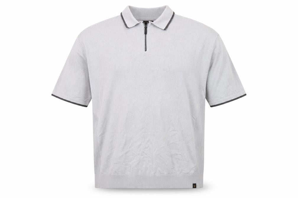 Next Men's Grey 2XL Quarter Zip Polo Shirt Cotton Casual Top