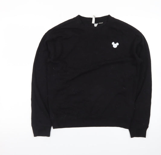 H&M Divided Women Black Small Pullover Sweatshirt Mickey Logo