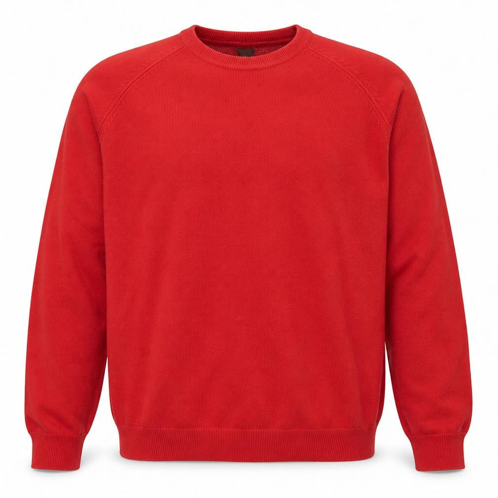 Cotton Traders Men's Red Crew Neck Cotton Jumper Size L