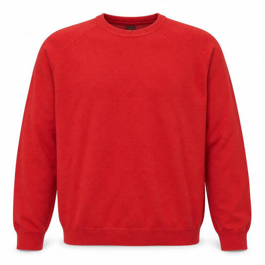Cotton Traders Men's Red Crew Neck Cotton Jumper Size L