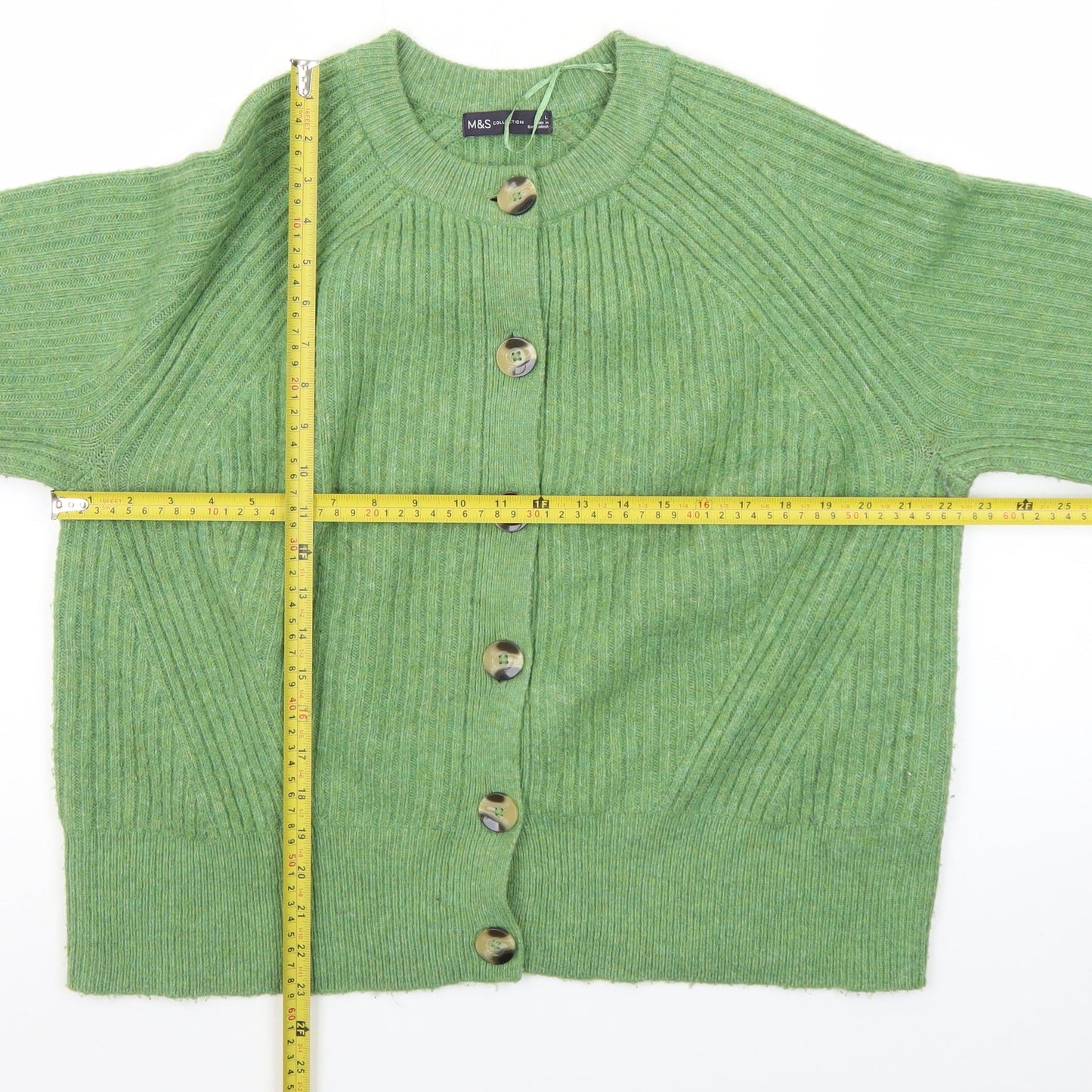 Marks and Spencer Women’s Green Wool Blend Button Cardigan Size L