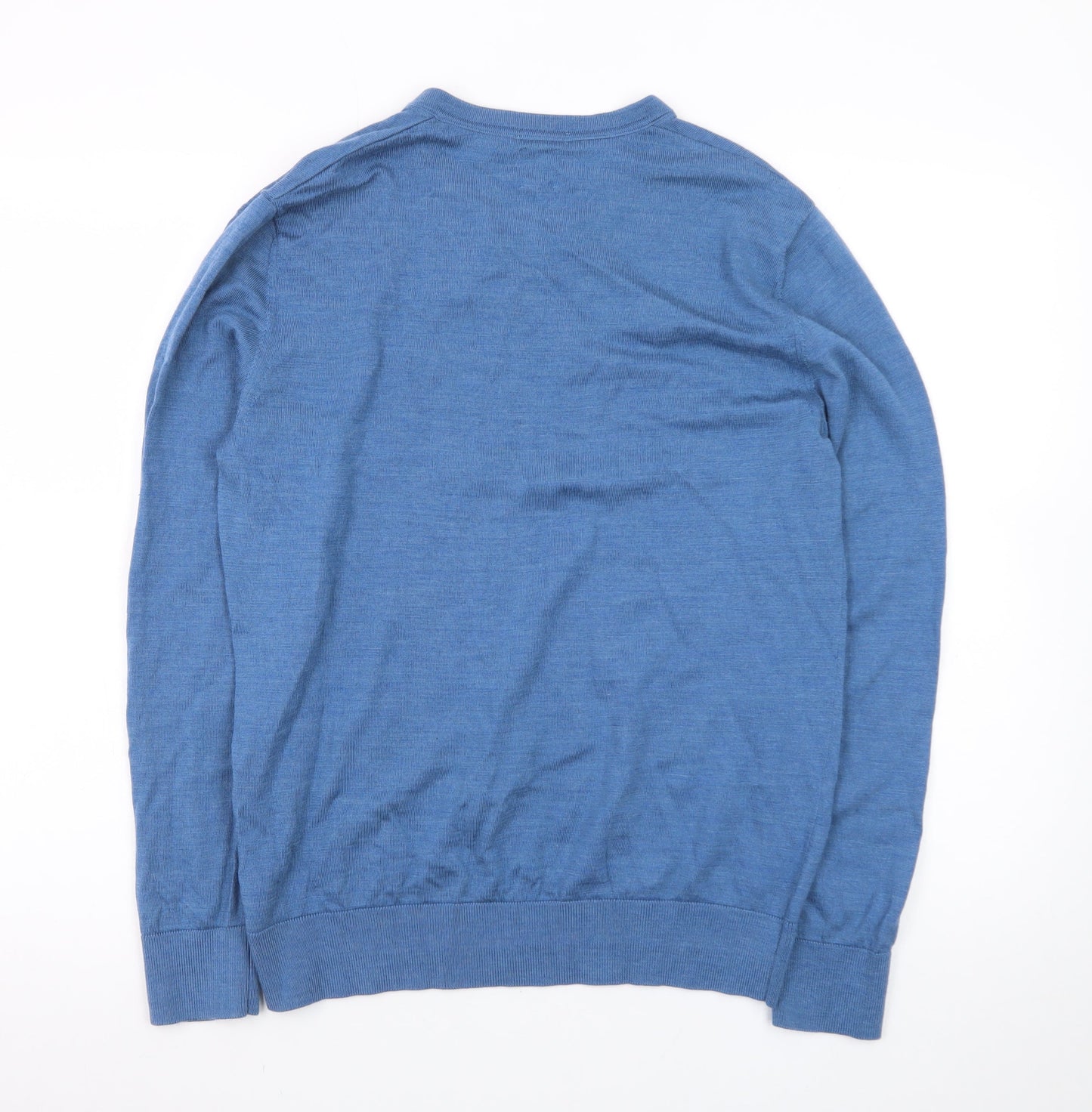 GAP Men's Blue V-Neck Merino Wool Jumper Size M