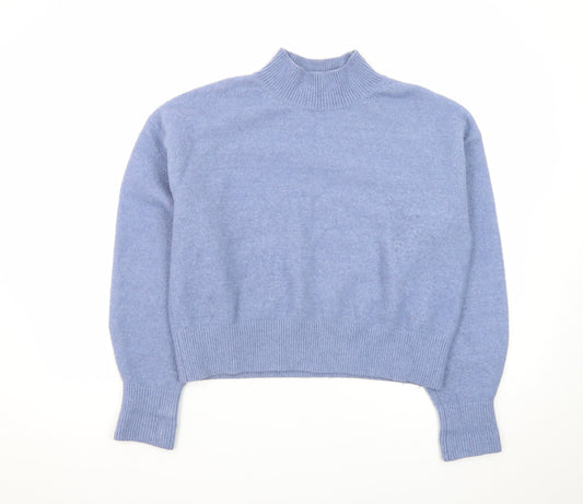 & Other Stories Women Blue Mock Neck Wool Blend Pullover Jumper Size 8