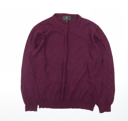 Marks and Spencer Men's Purple Wool Crew Neck Jumper M Regular Fit