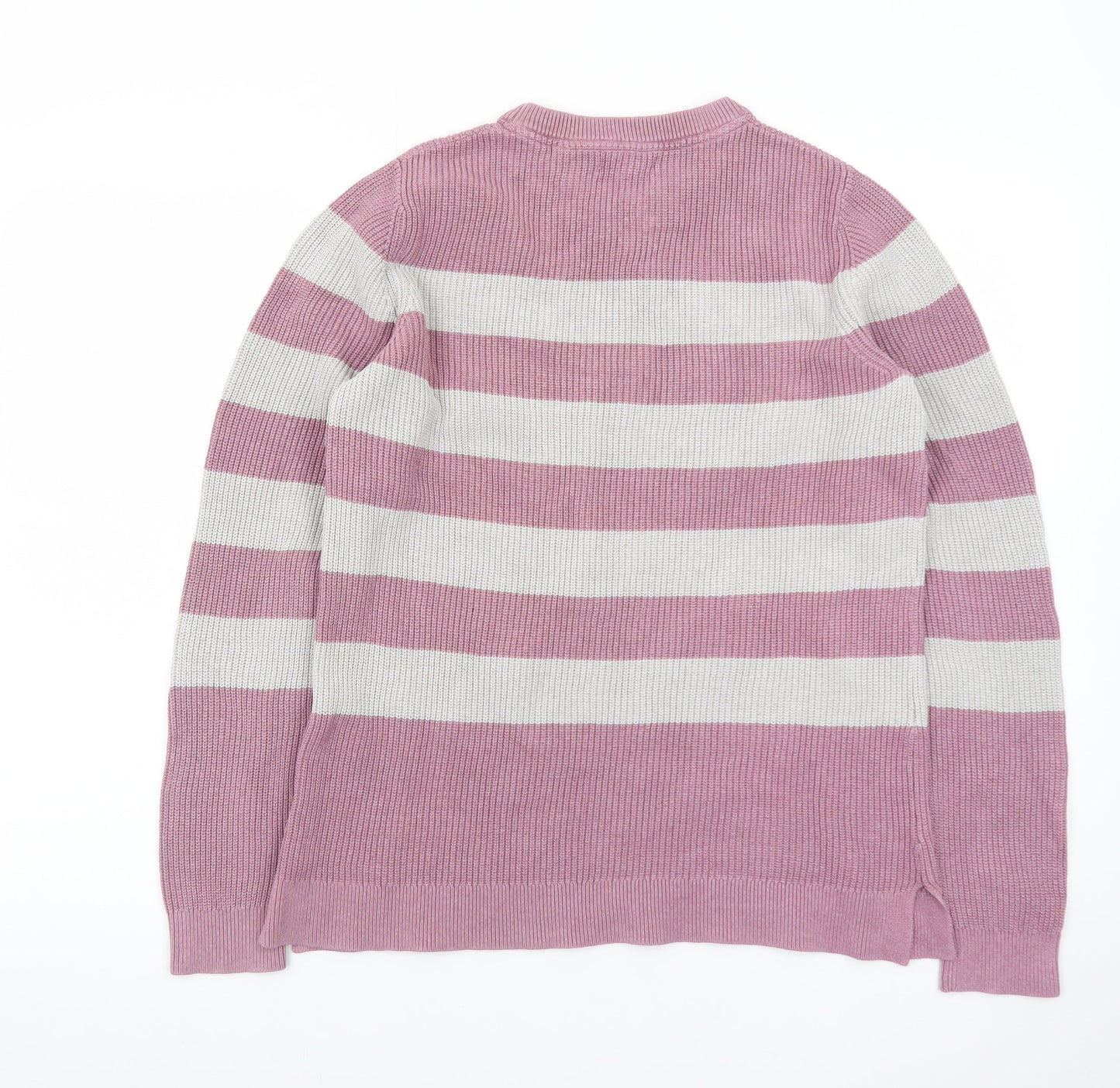 Fat Face Women Pink Stripe Cotton Wool Jumper Size 12