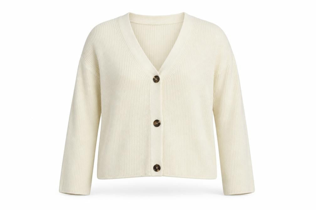 Marks & Spencer Womens Ivory XL Chunky Knit V-Neck Cardigan