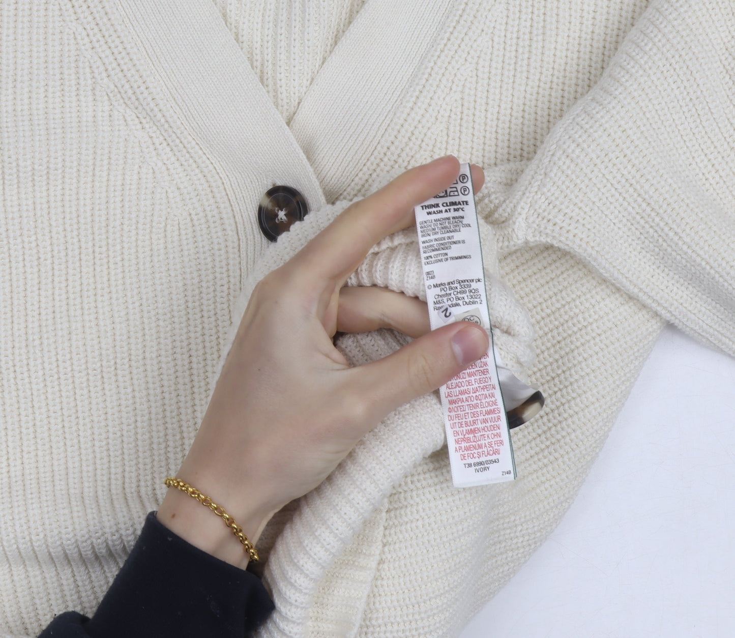 Marks and Spencer Womens Ivory XL Chunky Knit V-Neck Cardigan