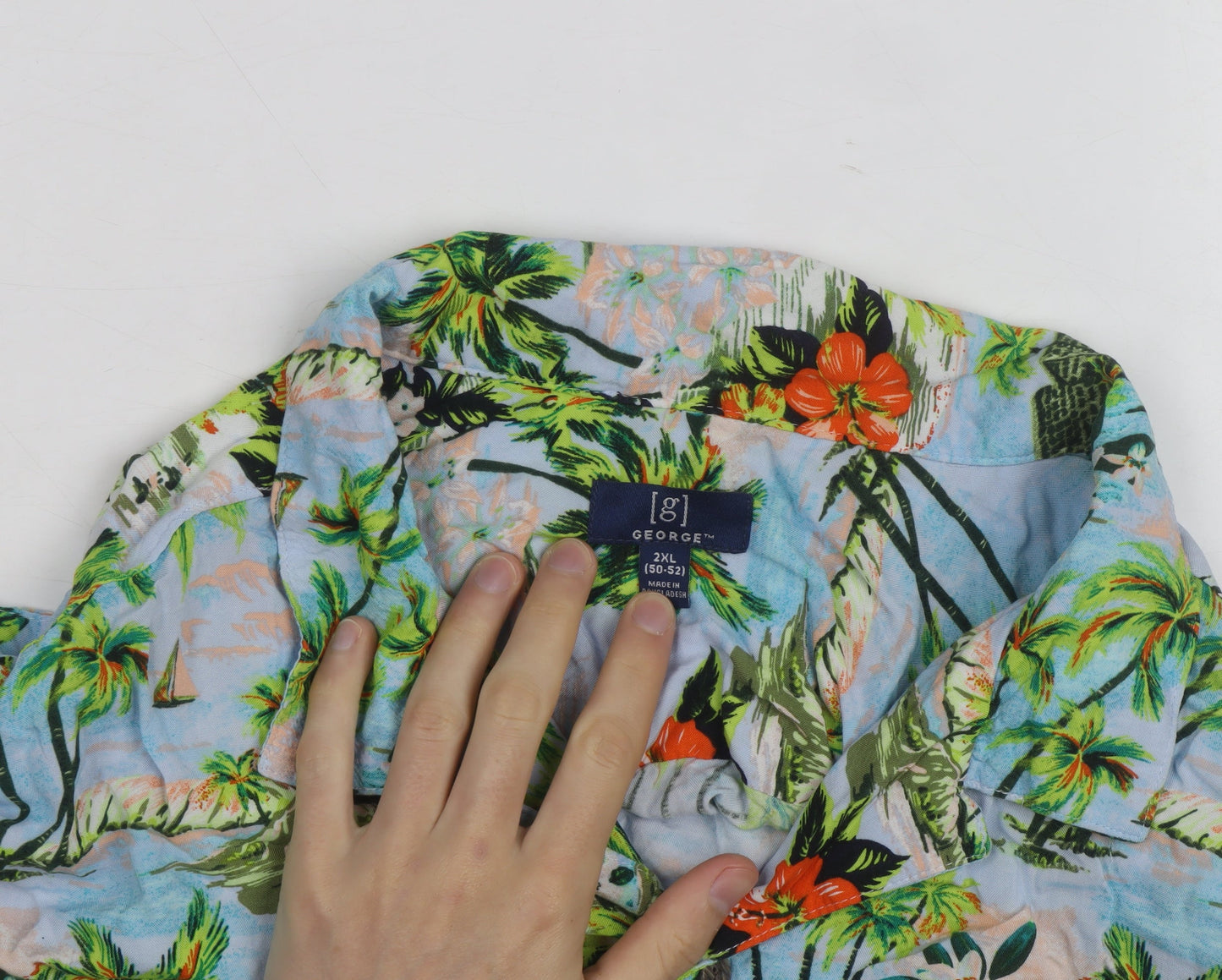 George Men’s Multicoloured 2XL Hawaiian Button-Up Shirt