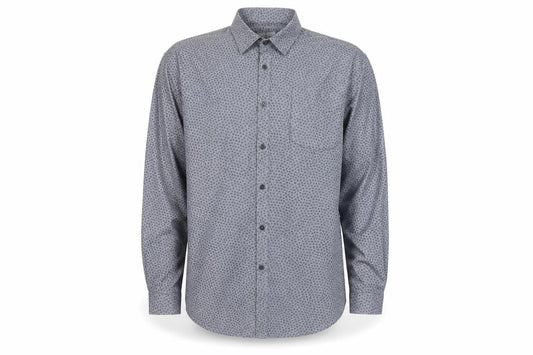 Barbour Beacon Men's Blue Geometric Slim Fit Long Sleeve Cotton Shirt M