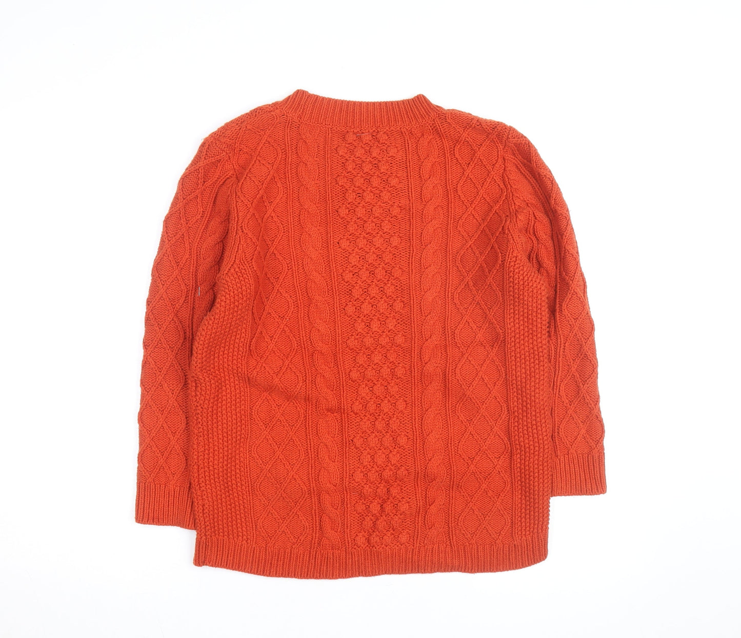 Talbots Women’s Orange Cable Knit Crew Neck Petite L Jumper