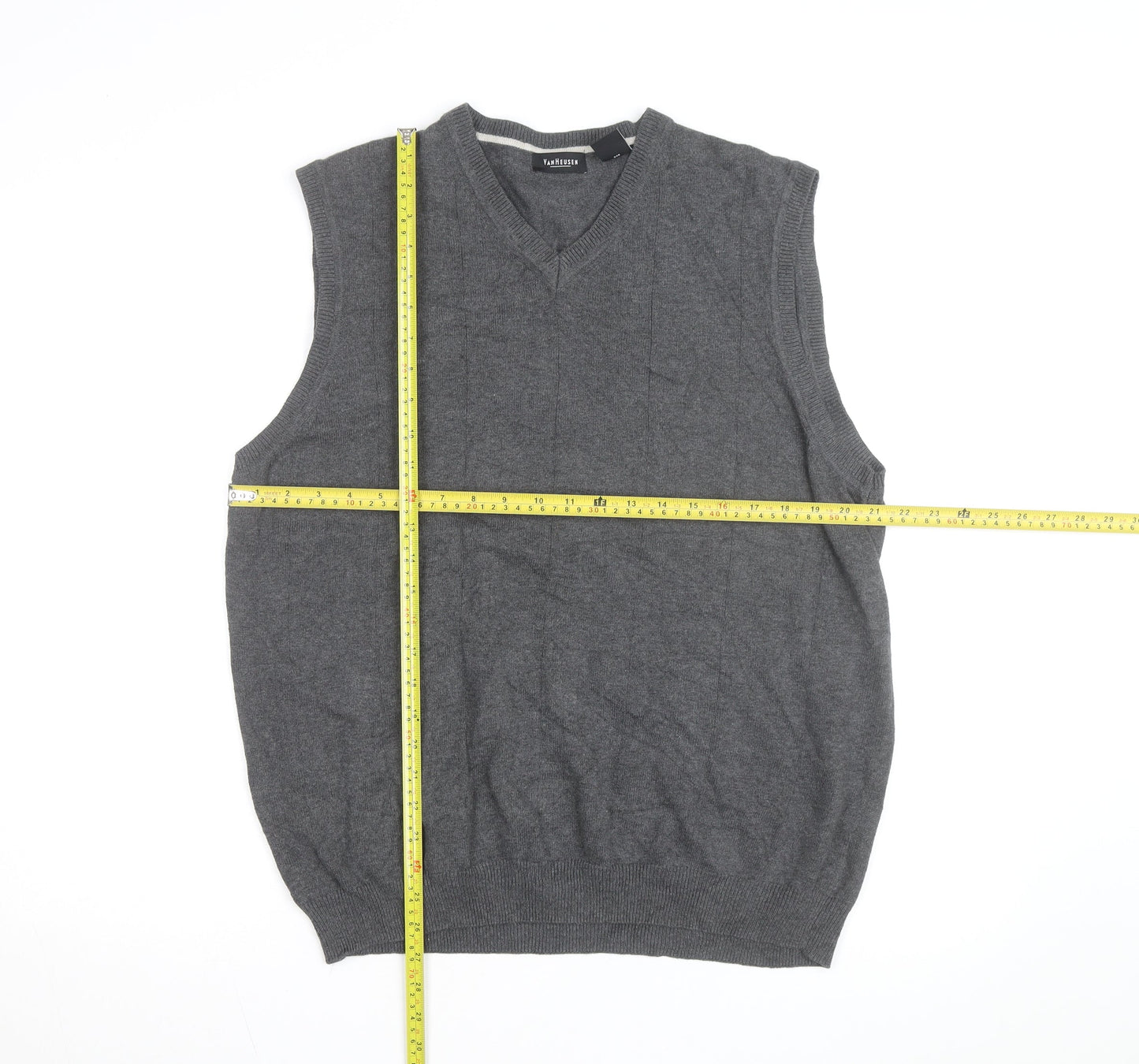 Van Heusen Men's Grey Cotton V-Neck Sleeveless Vest L
