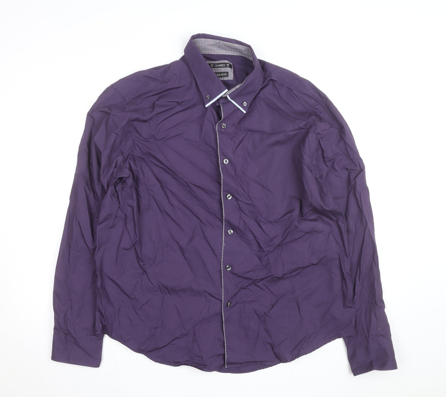 Dunnes Men's Purple Regular Fit Long Sleeve Button-Up Shirt XL