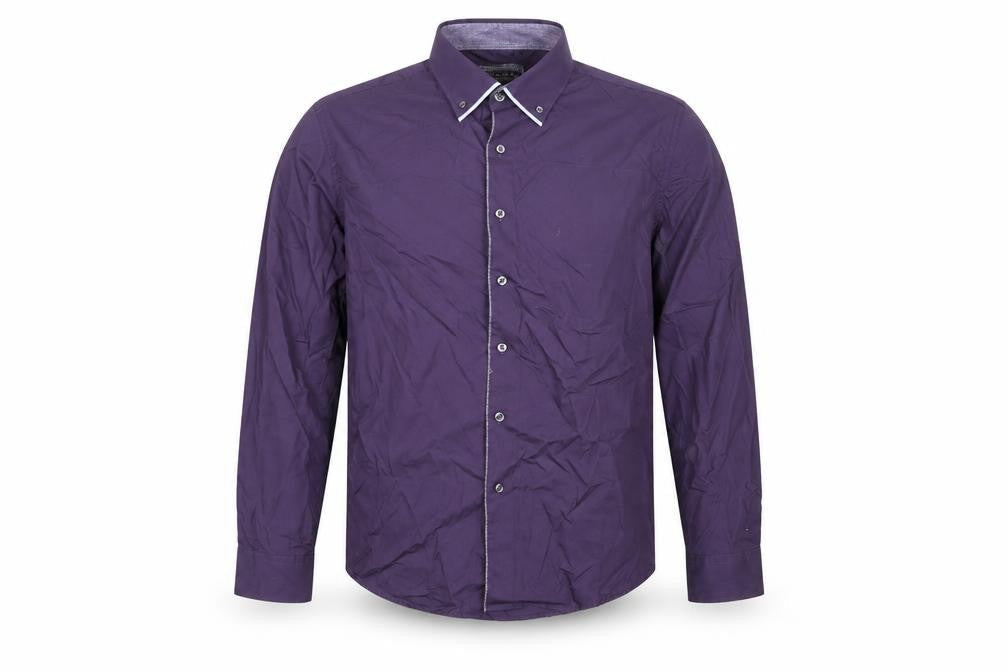 Dunnes Men's Purple Regular Fit Long Sleeve Button-Up Shirt XL