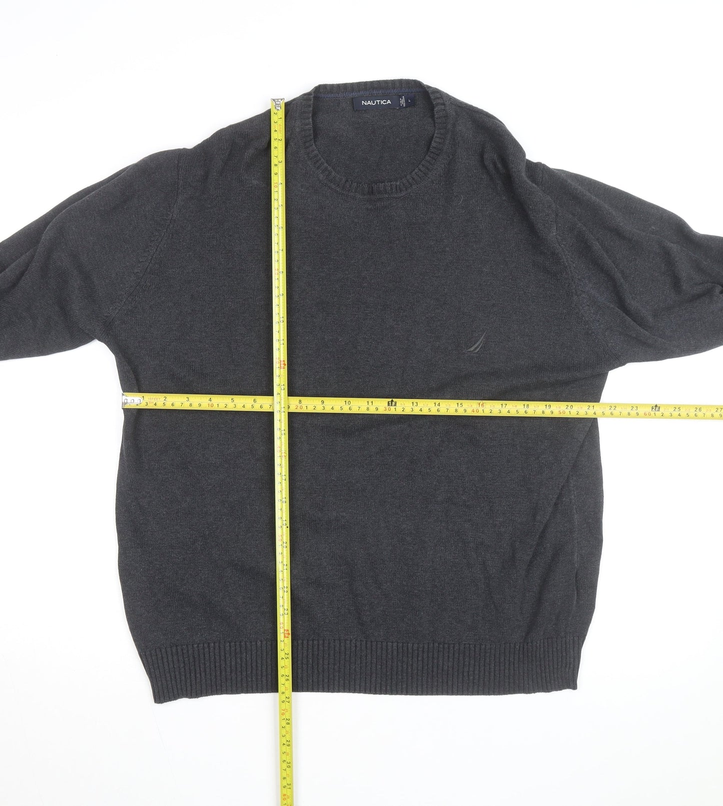 Nautica Men’s Grey Wool Blend Crew Neck Jumper L