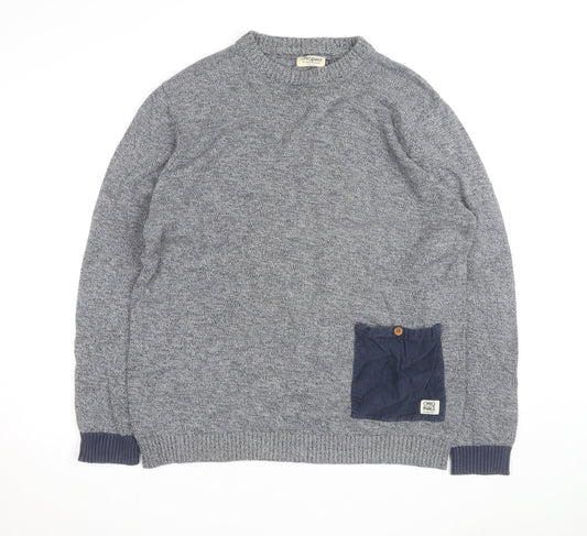 Jack & Jones Mens Grey 2XL Knit Pullover Jumper with Pocket