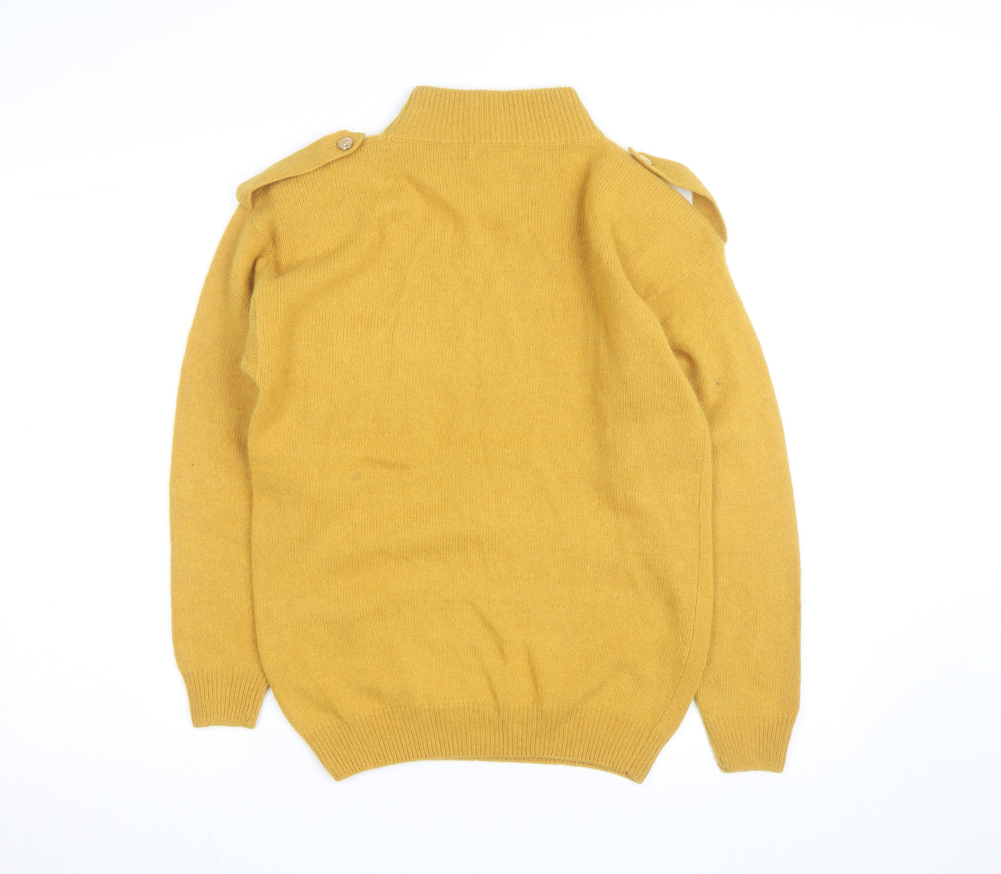 Destiny Mens Yellow Wool Angora Mock Neck Cable Pullover S