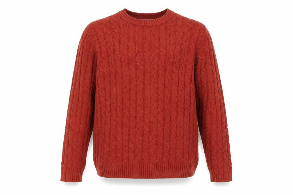 Croft & Barrow Men's Red Cable-Knit Cotton Jumper M