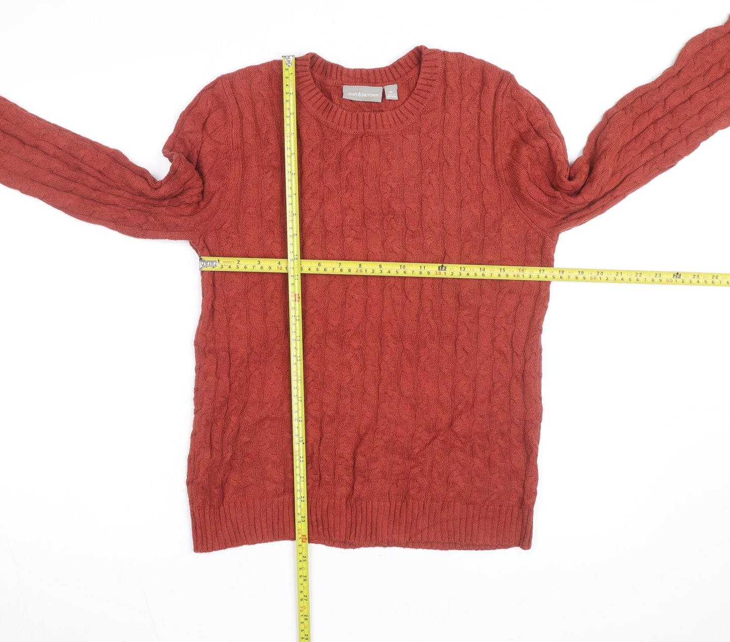 Croft & Barrow Men's Red Cable-Knit Cotton Jumper M
