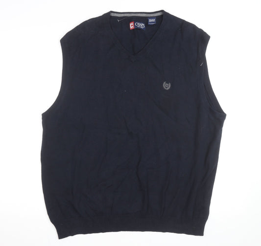 Chaps Men's Blue 2XL Cotton V-Neck Sleeveless Knit Vest