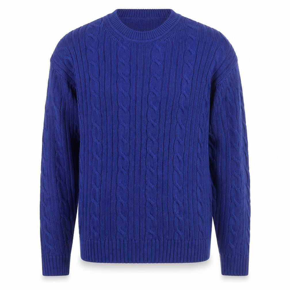 Dockers Men's Blue Cable-Knit Cotton Jumper XL Classic Fit