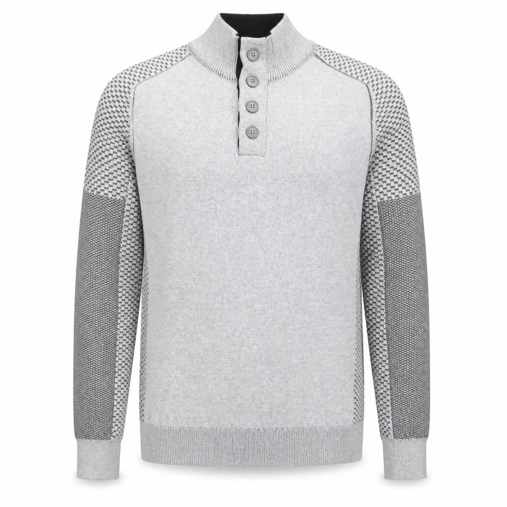 Enzo Di Capri Men's Grey XL Henley Knit Jumper Long Sleeve