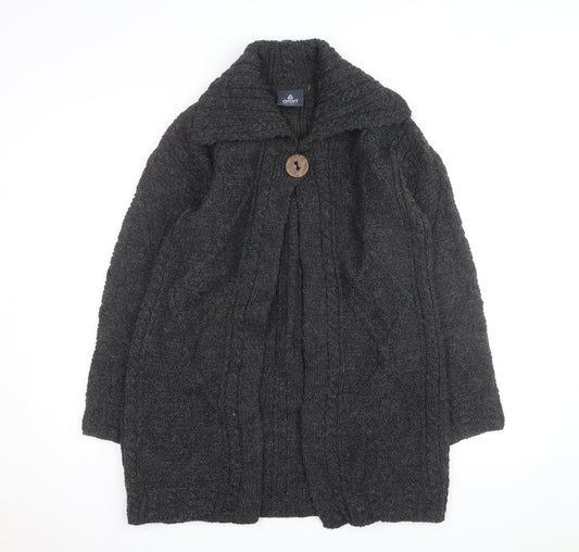 Aran Woollen Mills Men's Grey Wool Cable Knit Cardigan S